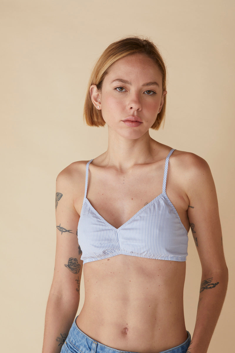 TOP MACHE LISTRA AZUL