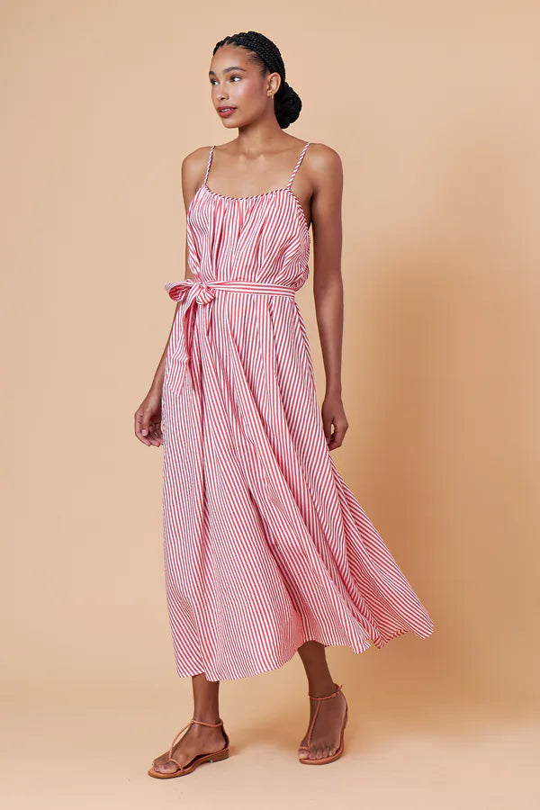 VESTIDO KAIAPO LISTRA VERMELHA