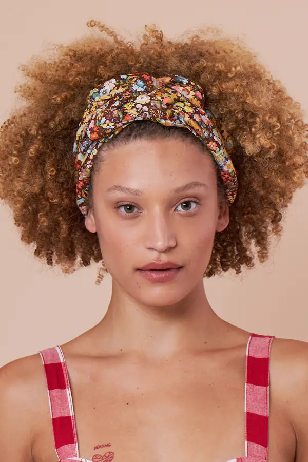 FAIXA LUISE FLORAL MARROM
