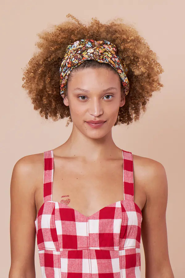 FAIXA LUISE FLORAL MARROM
