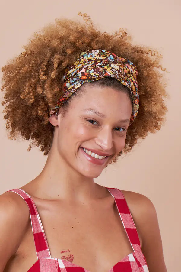 FAIXA LUISE FLORAL MARROM