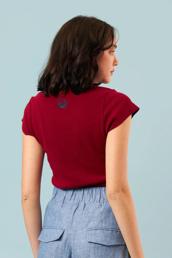 BLUSA FLOR VINHO