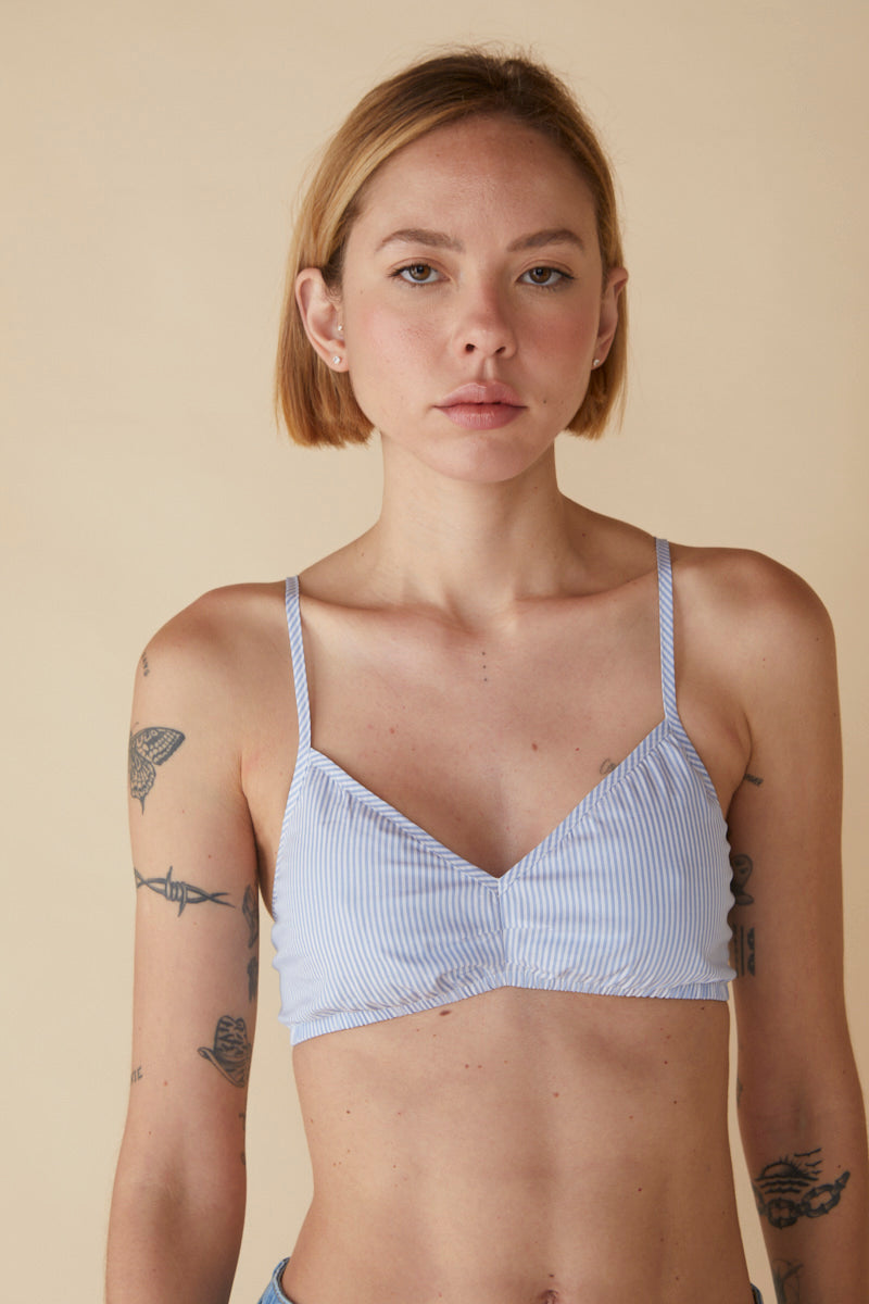 TOP MACHE LISTRA AZUL